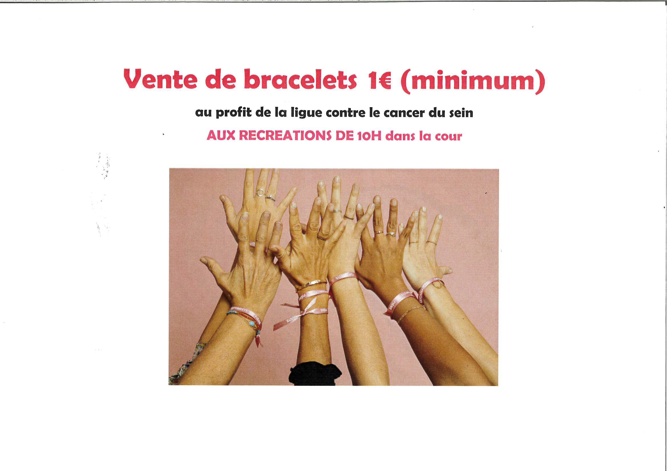 Bracelet octobre rose ligue contre le cancer du sein